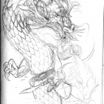 michael vs the dragon sketch