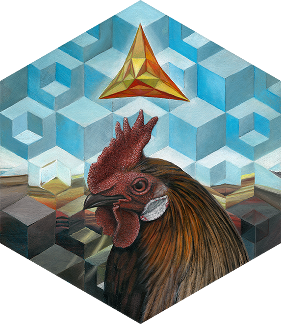 rooster sacred geometry painting