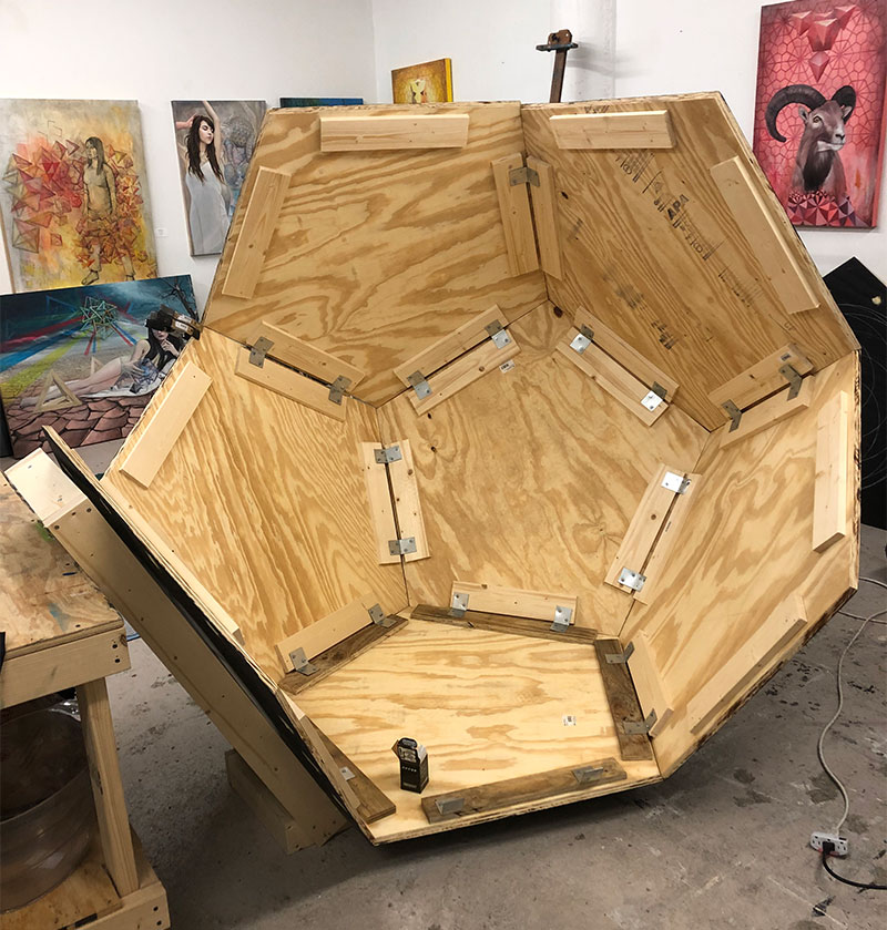 dodecahedron installation build wood construction