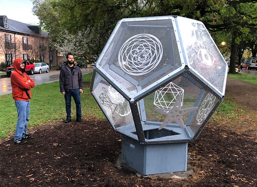 dodecahedron sacred geometry art installation